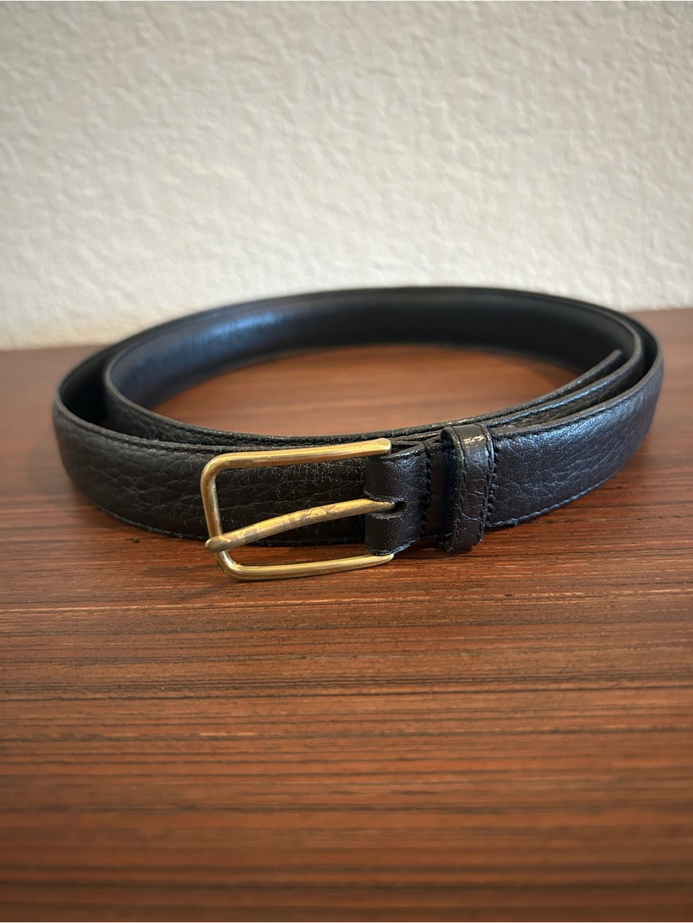 Club Room Men's Belt in Black with Brass Buckle